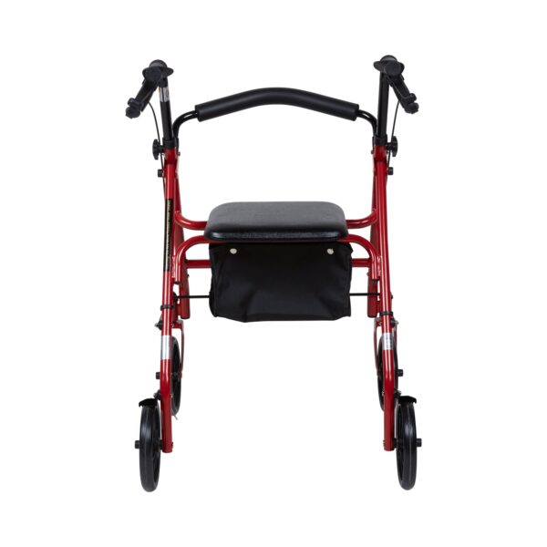 4 Wheel Rollator McKesson Red/ Blue Adjustable Height / Folding Steel Frame - Image 2