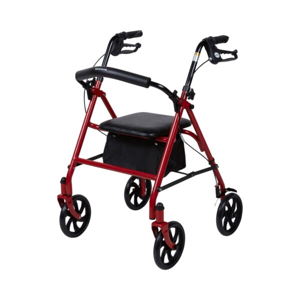 4 Wheel Rollator McKesson Red/ Blue Adjustable Height / Folding Steel Frame - Image 6