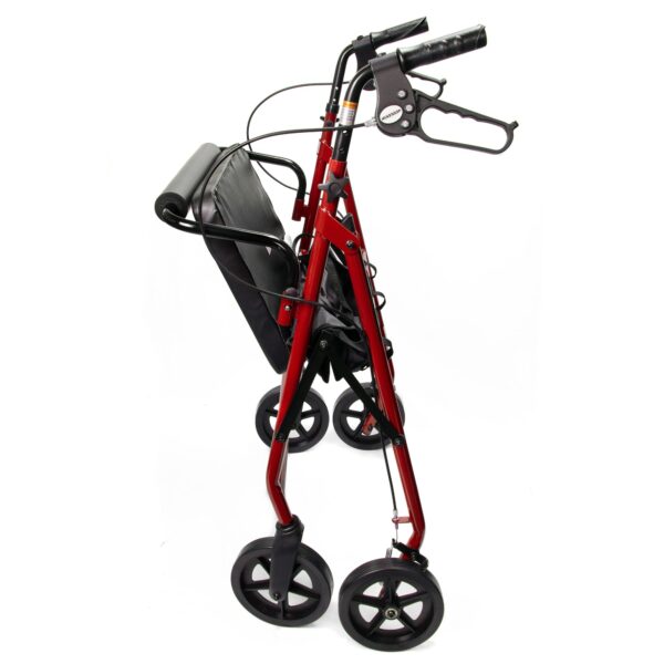 Bariatric 4 Wheel Rollator McKesson Red 19 Inch Base Width Adjustable Height / Heavy Duty / Folding Steel Frame