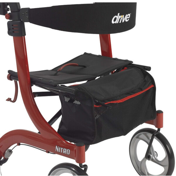 4 Wheel Rollator drive™ Nitro Red 33-1/2 to 38-1/4 Inch Handle Height with 20-1/2 Inch Seat Height Adjustable Height / Folding Aluminum Frame - Image 2