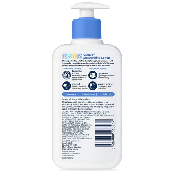 Baby Lotion CeraVe® 8 oz. Pump Bottle Unscented Lotion - Image 2